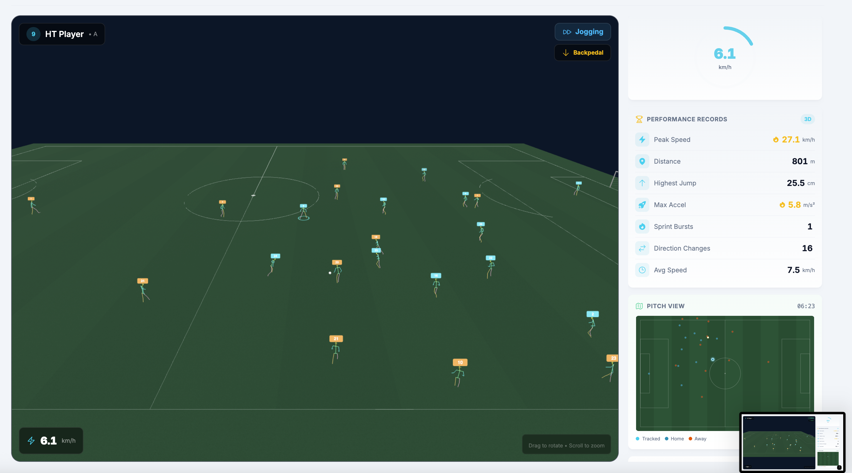 Skeleton View — pure biomechanical visualization showing bone structure, joint angles, and per-limb load coloring